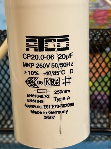 Atco capacitor cp20 20uf 250v - cp20,