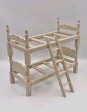 Dolls House Wooden Bed Frame 8.5"x10" Miniature Bunk Beds With Ladder