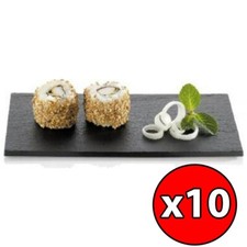 Sushi Serving Platter Slate Plate Black Textured Plastic 18cm x 9cm Pack of 10