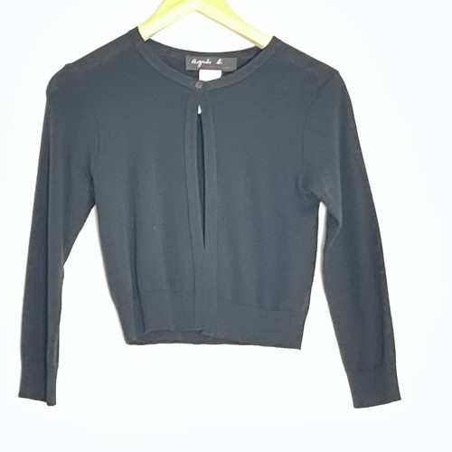 Agnes black cropped cardigan - b,