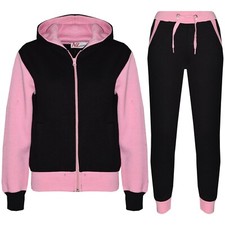 Kids Girls Tracksuit Fleece Hooded Hoodie Bottom Jogging Suit Jogger 2-13 Years