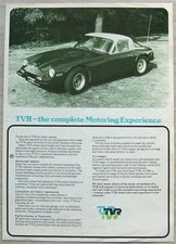 TVR 1600M & 3000M Sports Cars Sales Specification Leaflet c1972
