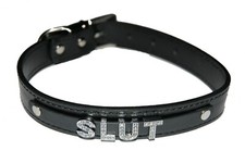 SLUT Black Bondage Collar
