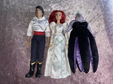 Rare Disney Little Mermaid Dolls Wedding Ariel, Prince Eric & Ursula