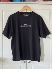 John Richmond Black Boxy T Shirt, Men’s Medium RRP £160 / 100% Cotton Designer
