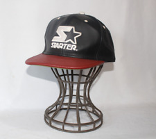 Starter Cap Hat Faux-Leather One Size Snapback Adjustable Black Label