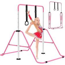 EVERYMILE Junior Gymnastics Bars, Adjustable Kip Training Bar w/ Rings for Kids