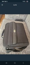 Antler Laptop Bag Shoulder Messenger Case Briefcase Black Leather And Canvas 17"