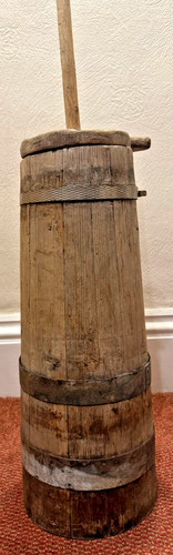 Antique wooden barrel plunger - wooden,