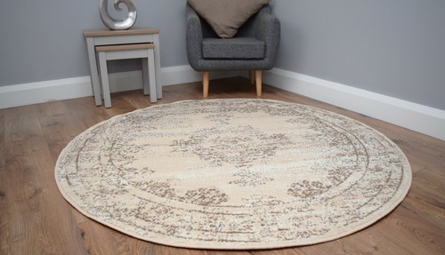 Ivory beige round rug - round, large