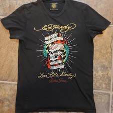 Vintage Ed Hardy T-Shirt Christian Audigier Skull Design Size Medium