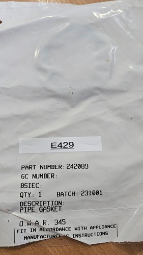 Potterton 242089 pipe gasket - 242089,