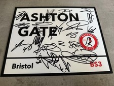 BRISTOL CITY SIGNED 2025 METAL STREET SIGN FOOTBALL PROOF SHIRT BALL PHOTO TWINE