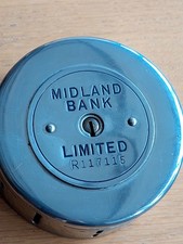Vtg Midland Bank Home Safe Money Box Savings Bank Collectable No Key Locked