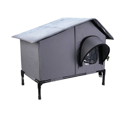 Outdoor raised cat - house, cozy