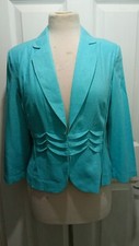 M&S Women Light Blue Duck Egg Hook & Eye Front Blazer Jacket UK 12 RRP £29