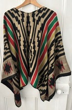 Cherry Koko Poncho Aztec Mexican Blanket Wrap Oversized  Size O/S