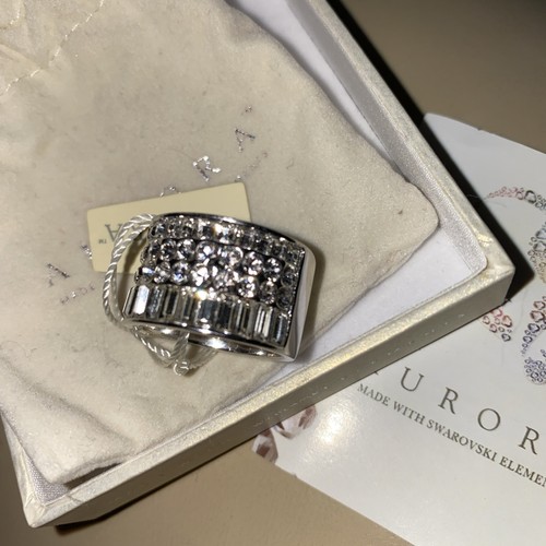 Aurora silver tone ring with - silver,