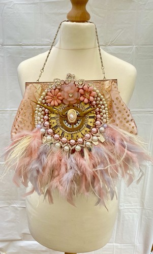 Steampunk clock evening bag - steampunk,