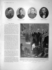 Original Old Antique Print 1902 Lord Rosebery Gladstone Wadia House Caesar Ship