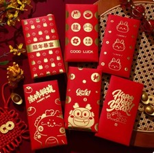 Pack of 6 pcs 2024 Chinese New Year Money Envelope Hong Bao Lai See Red Packets 