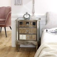 Mirrored 3 drawer bedside