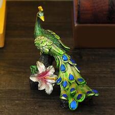 Vivid Peacock Figurine Peacock Stand On Stump Style Statue Table Decoration
