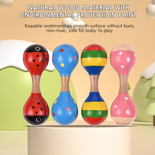 4pcs wooden maracas mini - wooden,