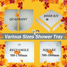 Quadrant/ Square/ Rectangle Stone Tray Shower Enclosure & Riser Kit & Free Waste
