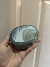 Light Blue Agate Geode Thick Slab Slice 470g Polished Crystal Stone Grey 