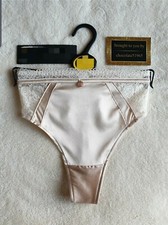 NEW EX M*S ROSE THEMED, LUXURIOUS SILK + FRENCH LACE THONG SIZE 18 IN ALABASTER 