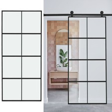 Sliding Door Barn Glass Door Single Door / Hardware Track Set Home Office 6ft UK