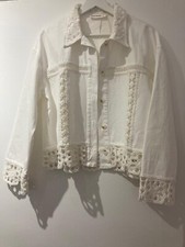 Ivory wedding guest cotton jacket with cotton lace trim, brand new, size 12-14