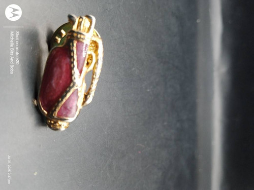 Gold tone red enamel - tone,