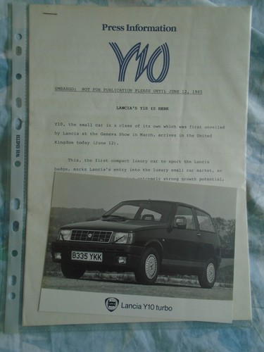 Lancia y10 turbo - press, release