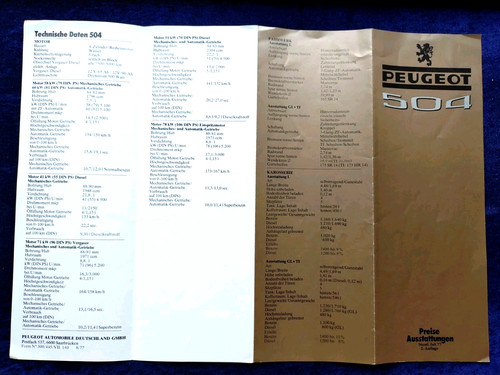 Peugeot 504 price list - peugeot, 7.1977