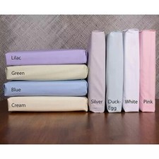 Vantona 100% Luxury Cotton Plain Dyed Fitted, Flat Sheets and Pillowcases