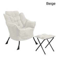 Grey Lazy Chair with Footstool Relax Lounge Chair Accent Armchair Sofa Chair UK