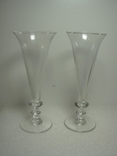 Two Clear Glass Regency Style Champagne Flute. Etched William Yeoward To Base