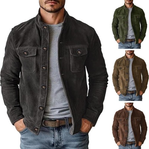 Men faux suede jacket - suede, |