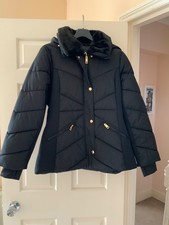 Authentic Michael Kors ladies hooded puffer scuba belted coat jacket,black,L,new