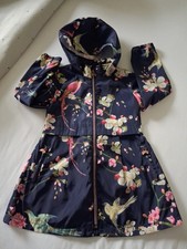 Girls Ted Baker Navy Floral Hooded Raincoat.Age 5yrs....VGUC.....