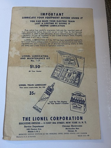 Lionel how lubricate - lionel, to