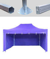 MCD Pop 50mm Purple Industrial Pop Up Gazebo 3m x 4.5m Easy Up Stall With Sides