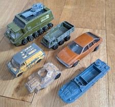 6 x Vintage Dinky Toy Cars Shado 2 Stal Wart, Ferret Scout Austin Princess, DukW