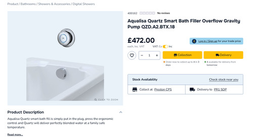 Aqualisa quartz smart bath - quartz,
