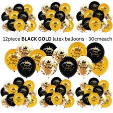 Black gold birthday latex balloons Age 18 30 40 50 60 birthday party decoration