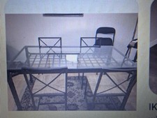 ikea glass dinner table 4 wicker chairs  set