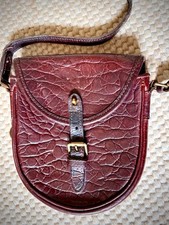 Vintage Mulberry Brown Croc Leather Saddle Bag in Good Condition With Dust Bag