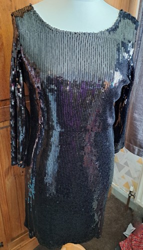 Black sequined dress - sequined,